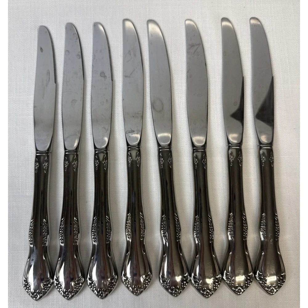 Oneida‎ Mansfield Amadeus Dinner Knives 8 Hollow Stainless Wm A Rogers Deluxe